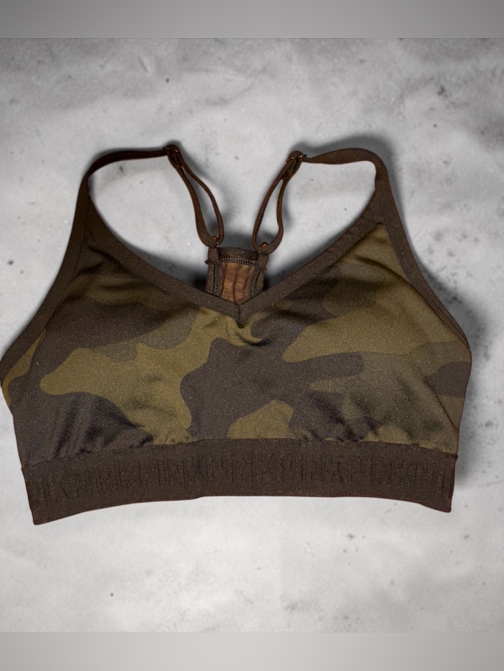 PINK Victoria's Secret Camouflage Olive & Brown Sports Bra